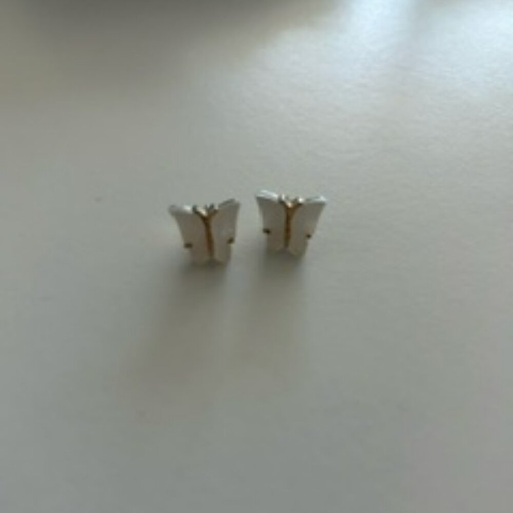 White and Gold Butterfly Earrings